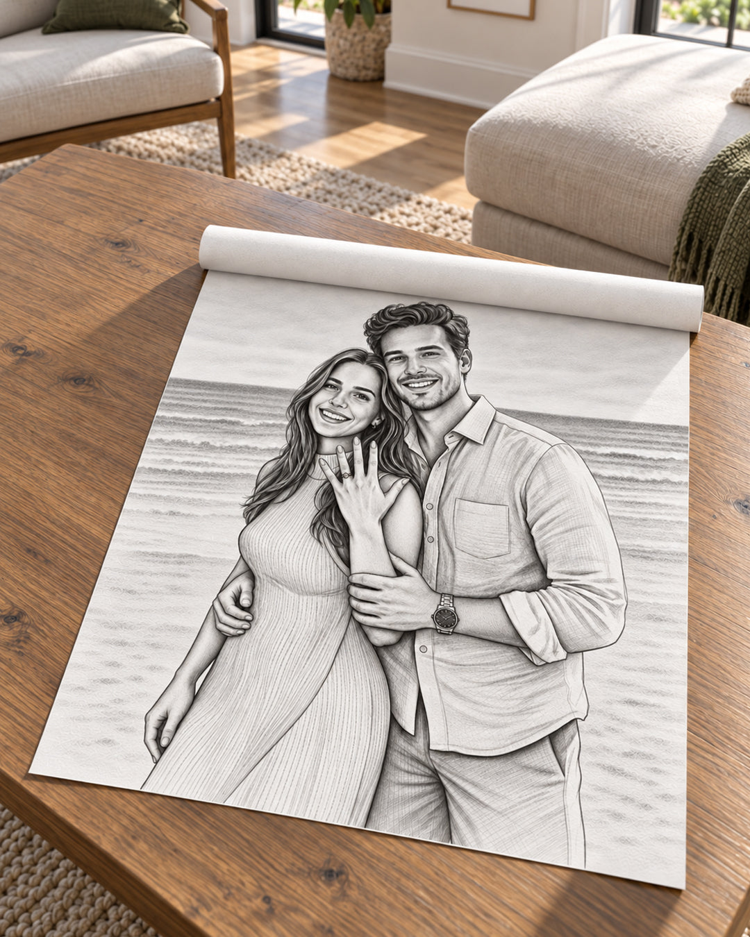 Custom Portrait From Photo, Personalized Wedding Gift, Pencil sketch, Anniversary Gifts For Wife Husband