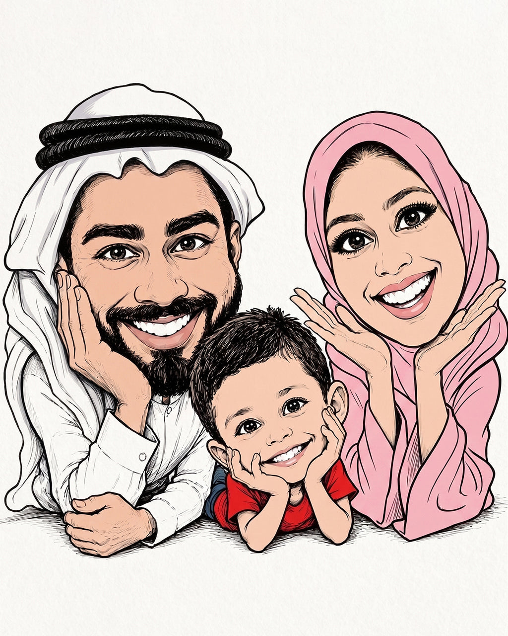 Personalized Gulf Couple Portrait – Custom Couple Gift