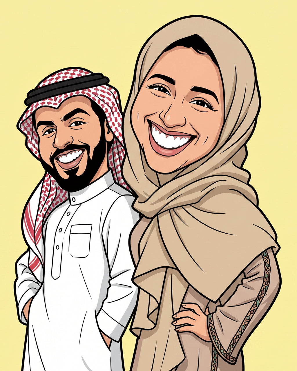 Personalized Gulf Couple Portrait – Custom Couple Gift