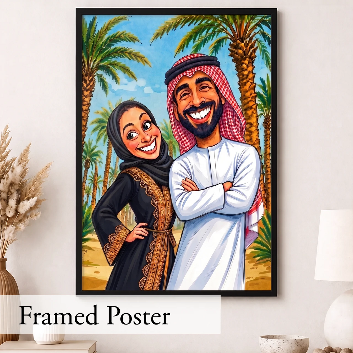 Personalized Gulf Couple Portrait – Custom Couple Gift