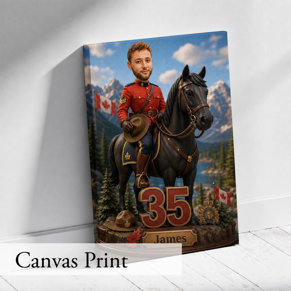 Canadian Police Officer Caricature from Photo - Personalized Gift for Him
