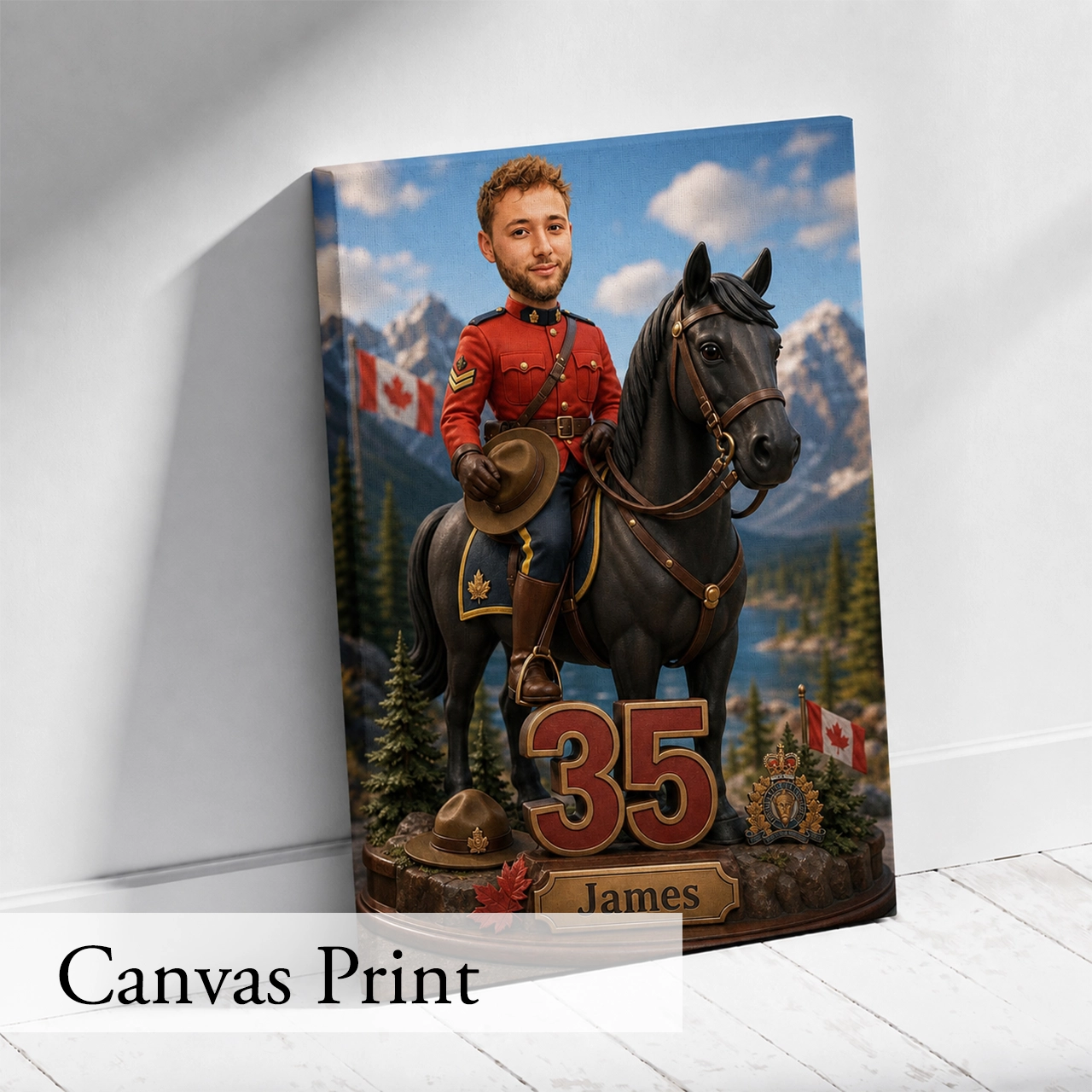 Canadian Police Officer Caricature from Photo - Personalized Gift for Him