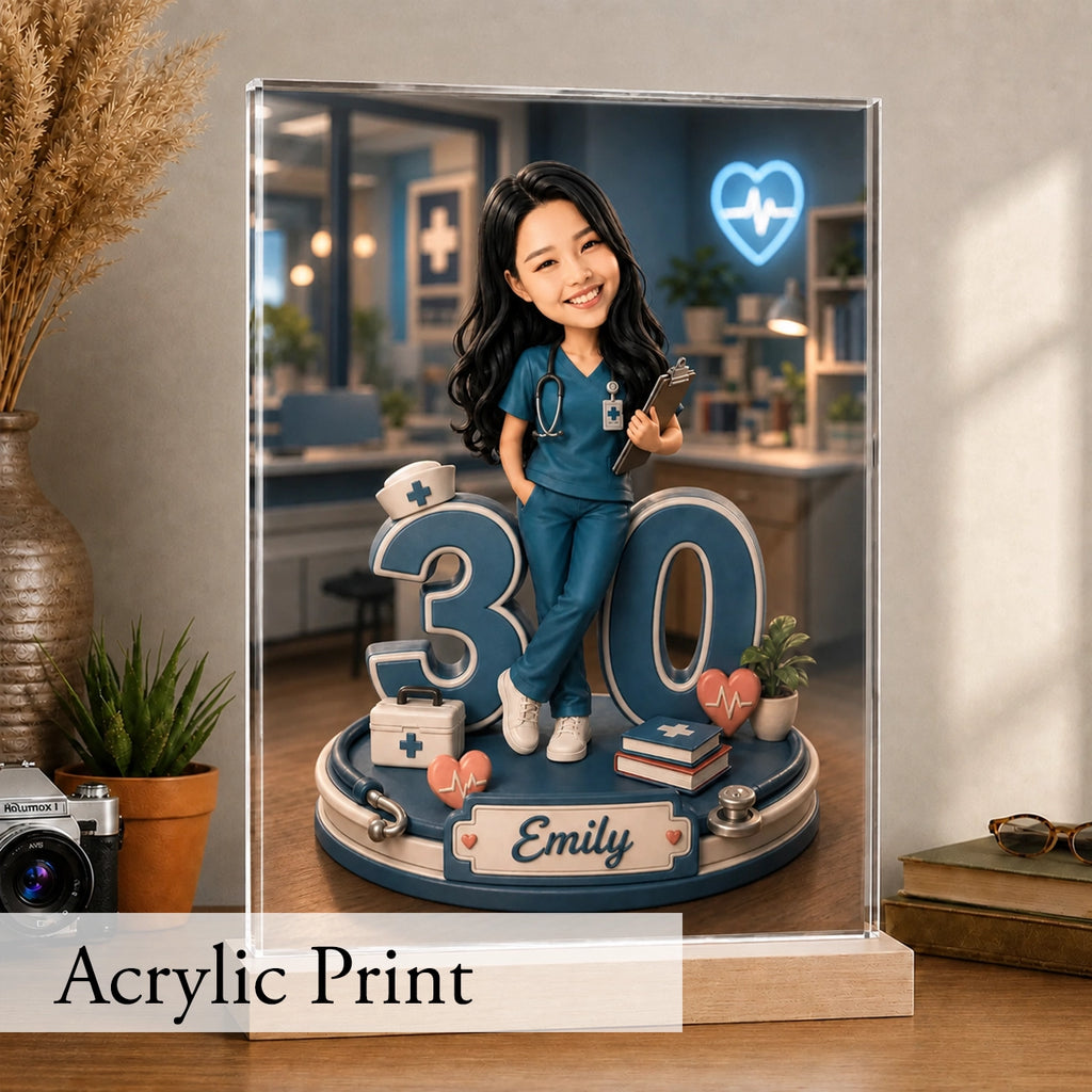 Female Doctor Caricature from Photo - Personalized Gift for Her