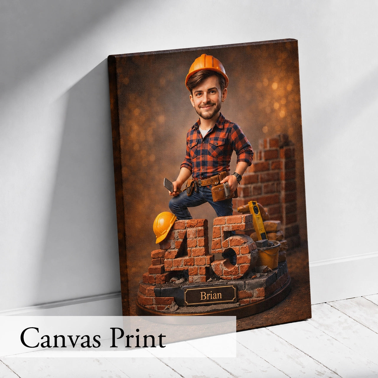 Custom Portrait Construction Worker - Personalized Gift