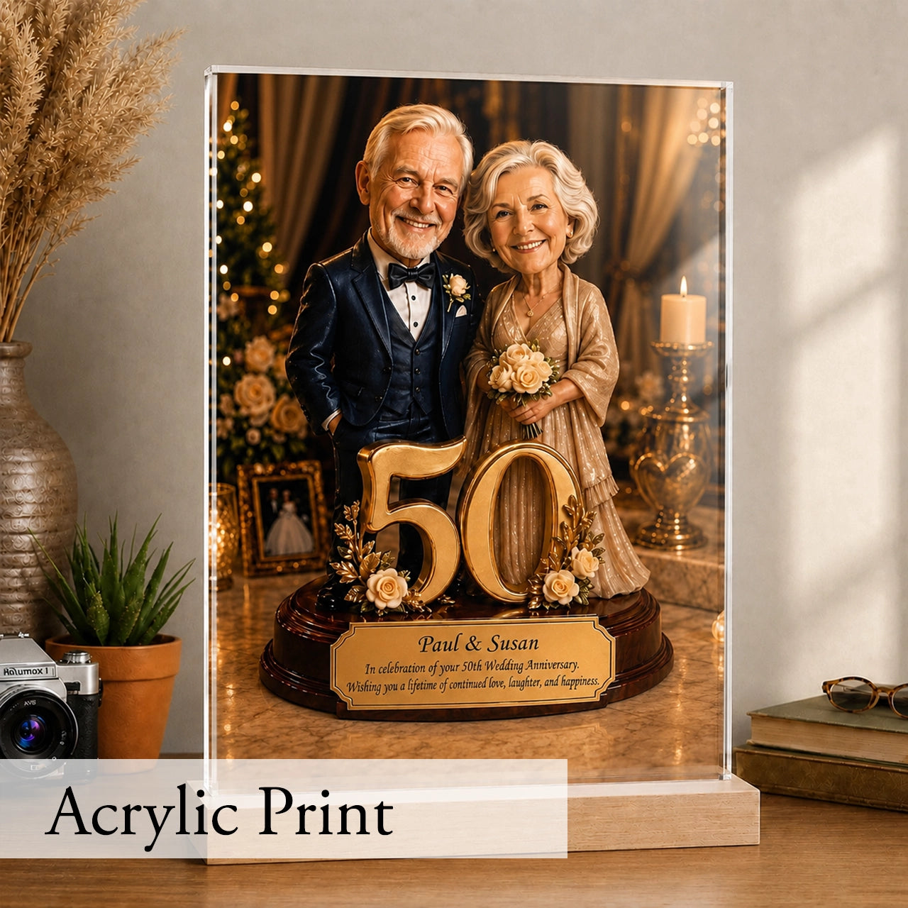 50th Wedding Anniversary Caricature from Photo - Personalized Gift