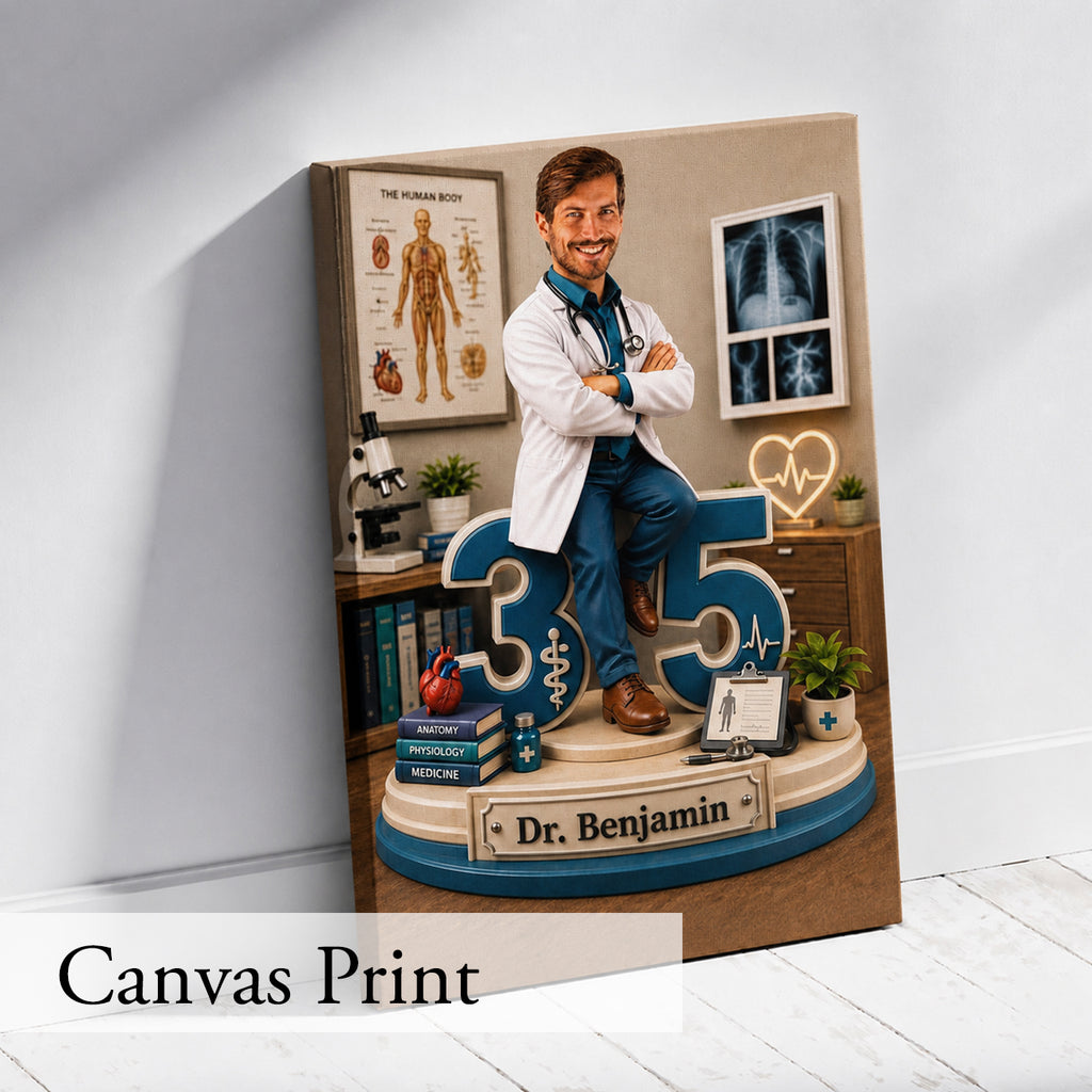Doctor Caricature - Personalized Birthday Gift for Dad, Work Colleague, Husband