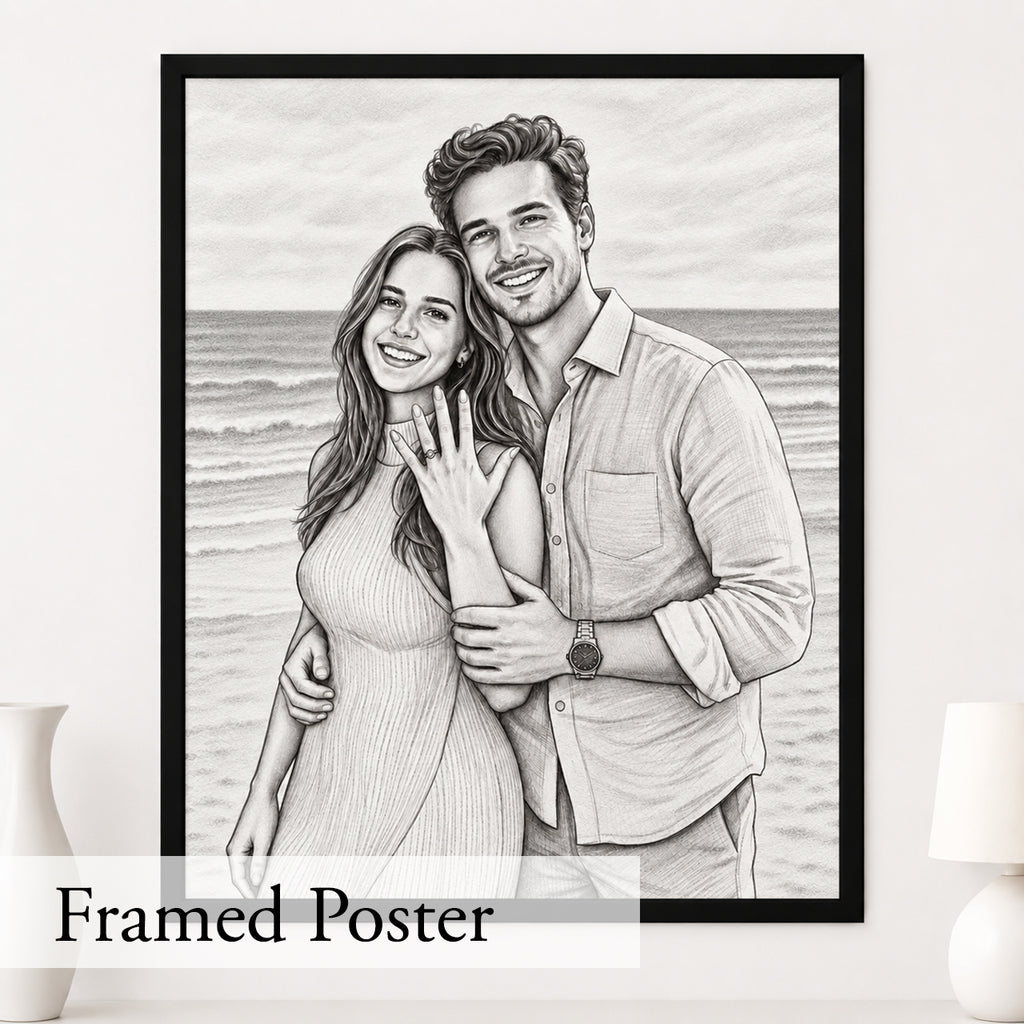 Custom Portrait From Photo, Personalized Wedding Gift, Pencil sketch, Anniversary Gifts For Wife Husband