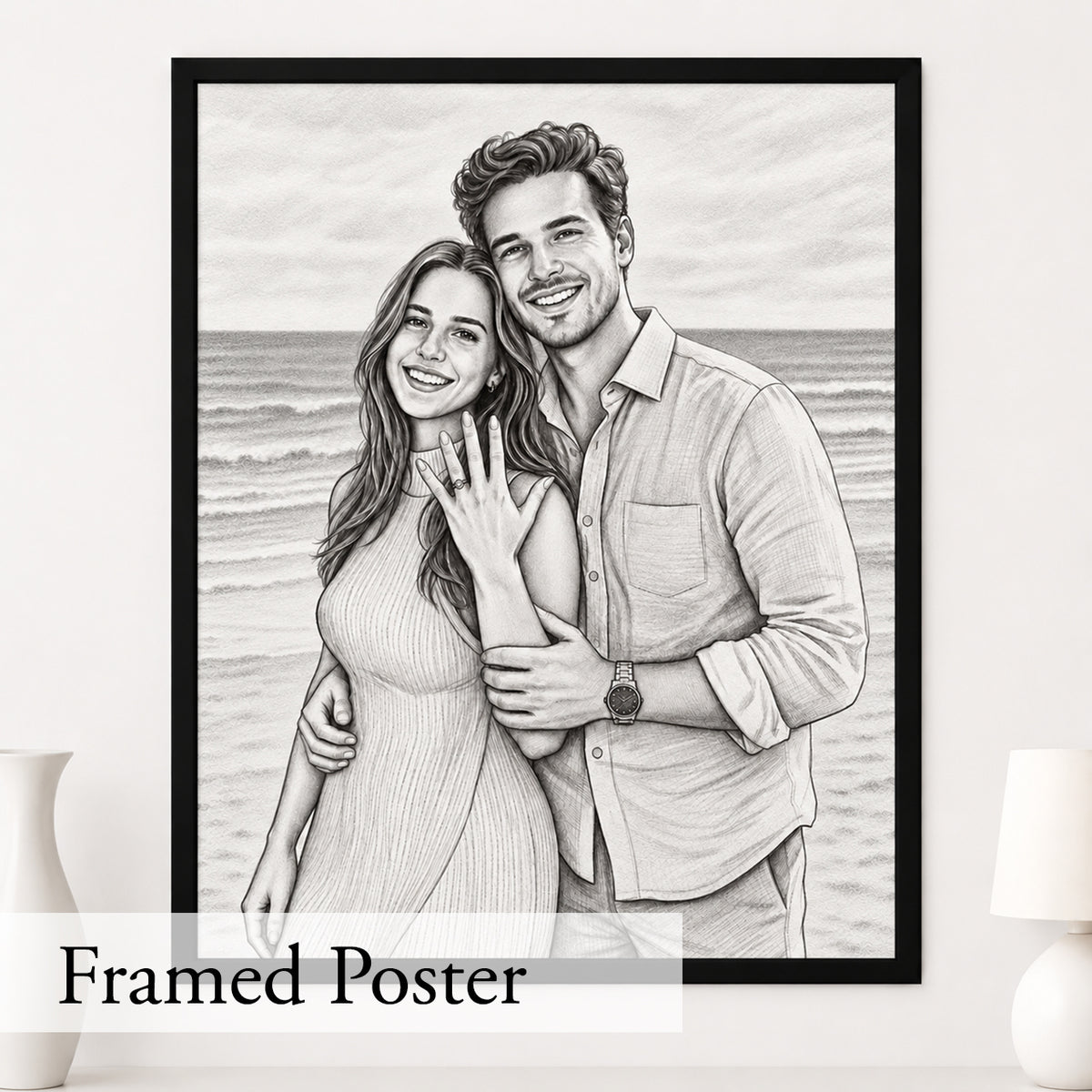 Custom Portrait From Photo, Personalized Wedding Gift, Pencil sketch, Anniversary Gifts For Wife Husband