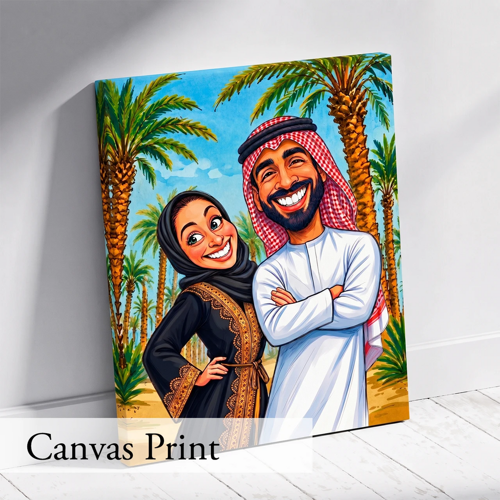 Personalized Gulf Couple Portrait – Custom Couple Gift