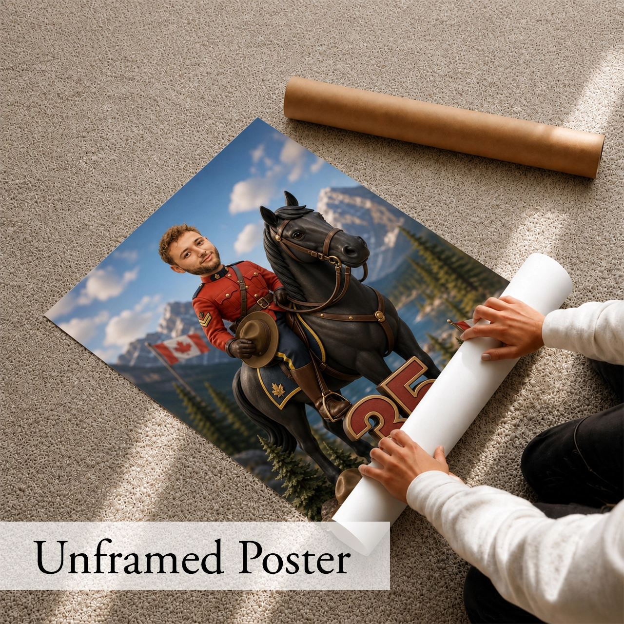 Canadian Police Officer Caricature from Photo - Personalized Gift for Him