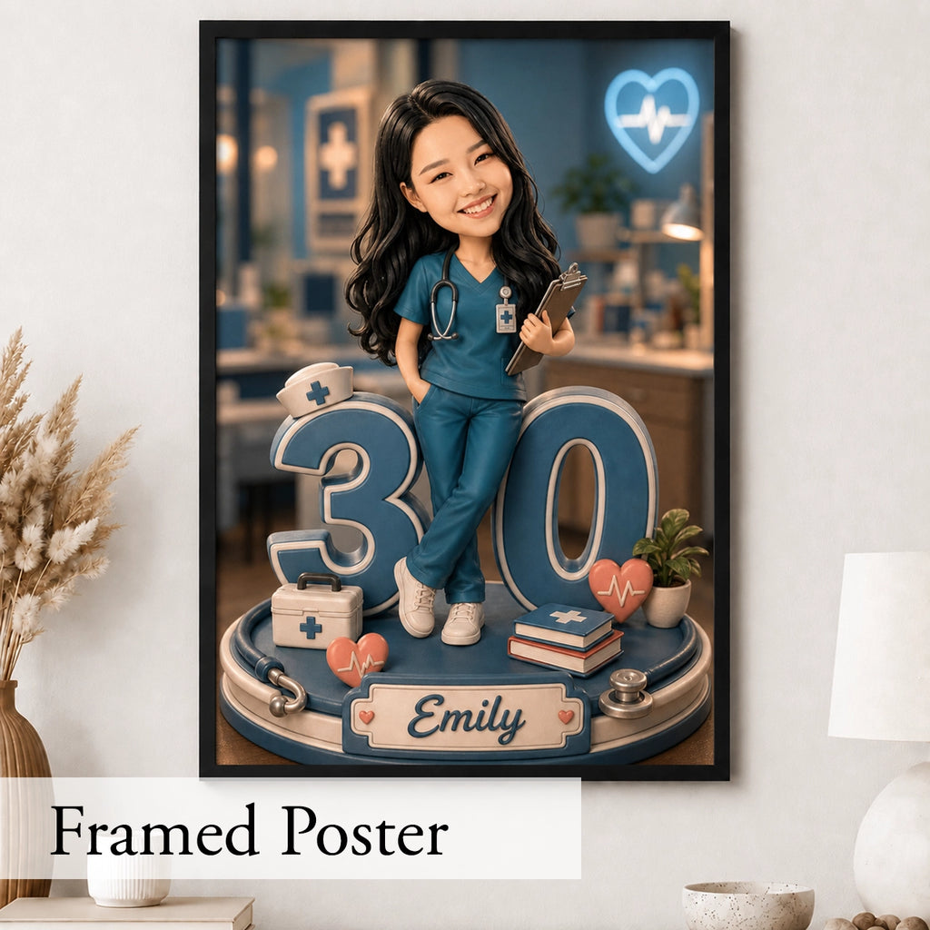 Female Doctor Caricature from Photo - Personalized Gift for Her