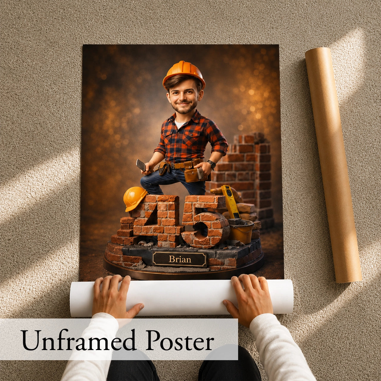 Custom Portrait Construction Worker - Personalized Gift