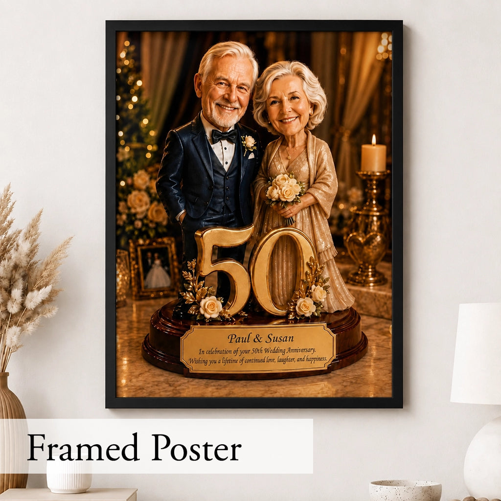 50th Wedding Anniversary Caricature from Photo - Personalized Gift