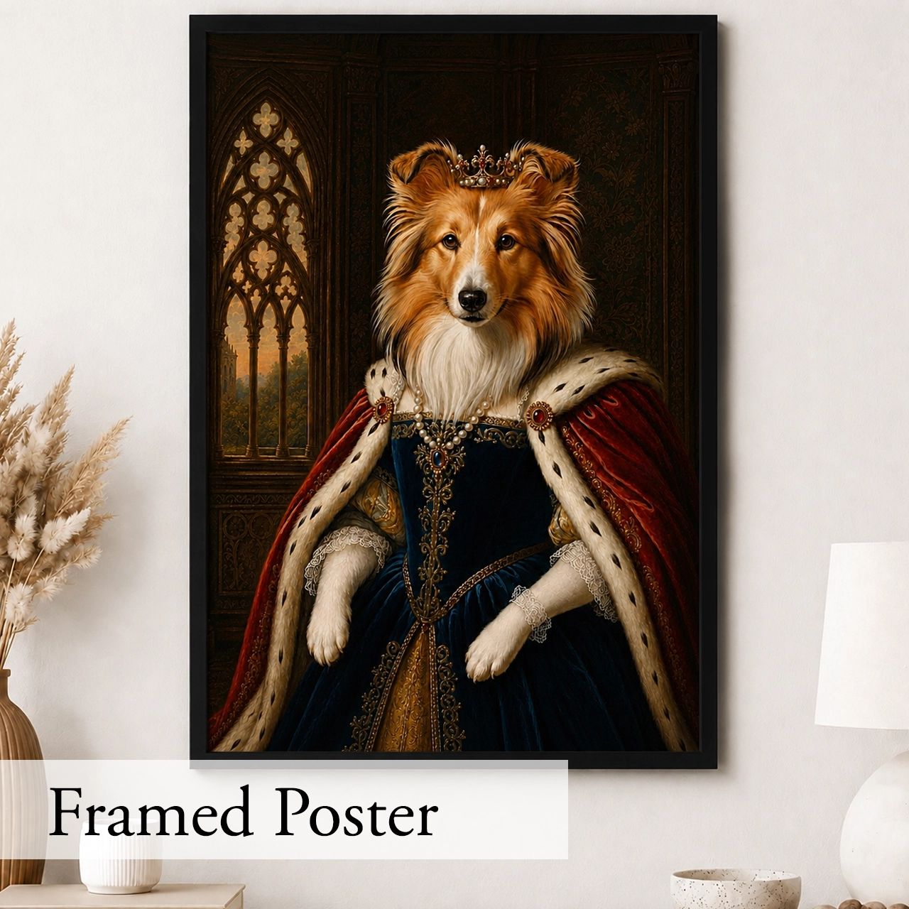 Customised Royal Dog Portrait from Photo - Charming Gift for Dog Lovers