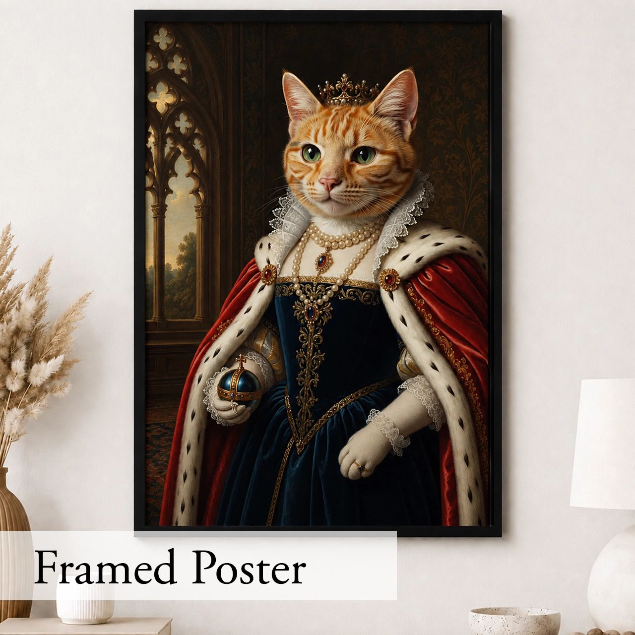 Royal Cat Portrait from Photo - Personalized Pet Gift