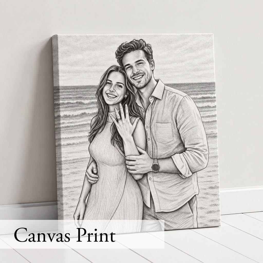 Custom Portrait From Photo, Personalized Wedding Gift, Pencil sketch, Anniversary Gifts For Wife Husband