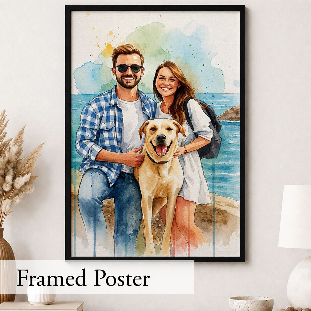 Personalized Watercolor Portrait from Photo - Custom Wall Art