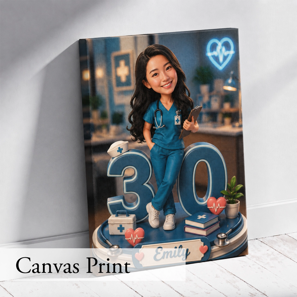 Female Doctor Caricature from Photo - Personalized Gift for Her