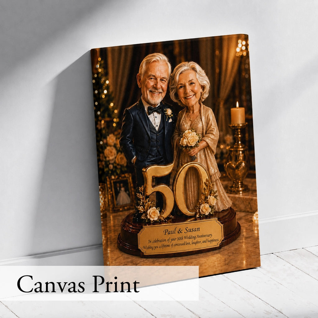 50th Wedding Anniversary Caricature from Photo - Personalized Gift