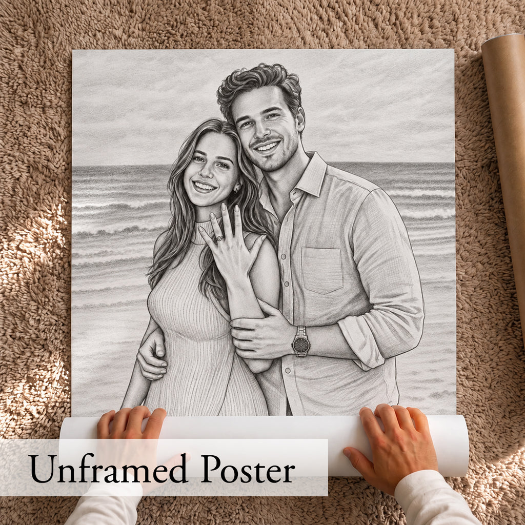 Custom Portrait From Photo, Personalized Wedding Gift, Pencil sketch, Anniversary Gifts For Wife Husband