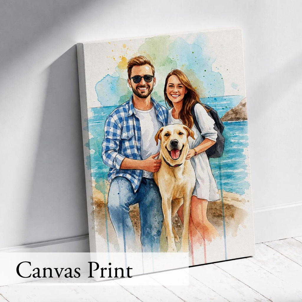 Personalized Watercolor Portrait from Photo - Custom Wall Art