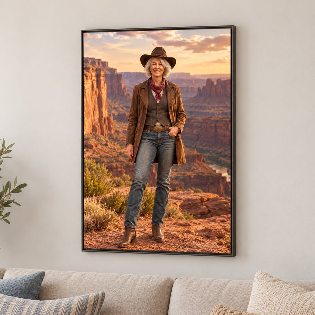 Custom Cowboy Man Portrait From Photo – Personalized Gift