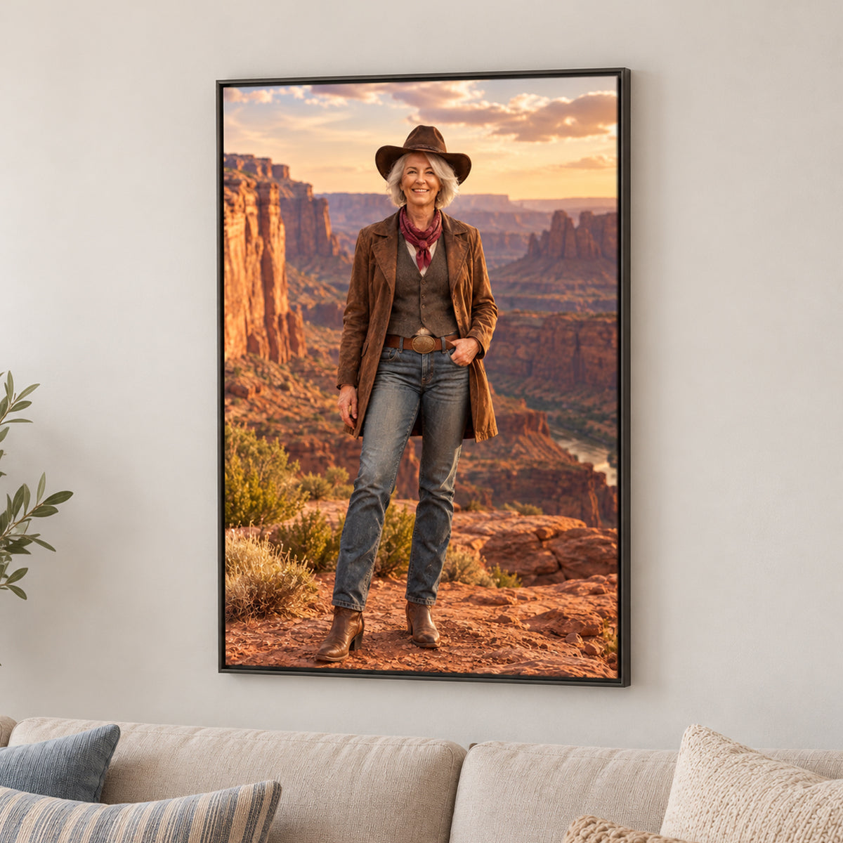 Custom Cowboy Man Portrait From Photo – Personalized Gift
