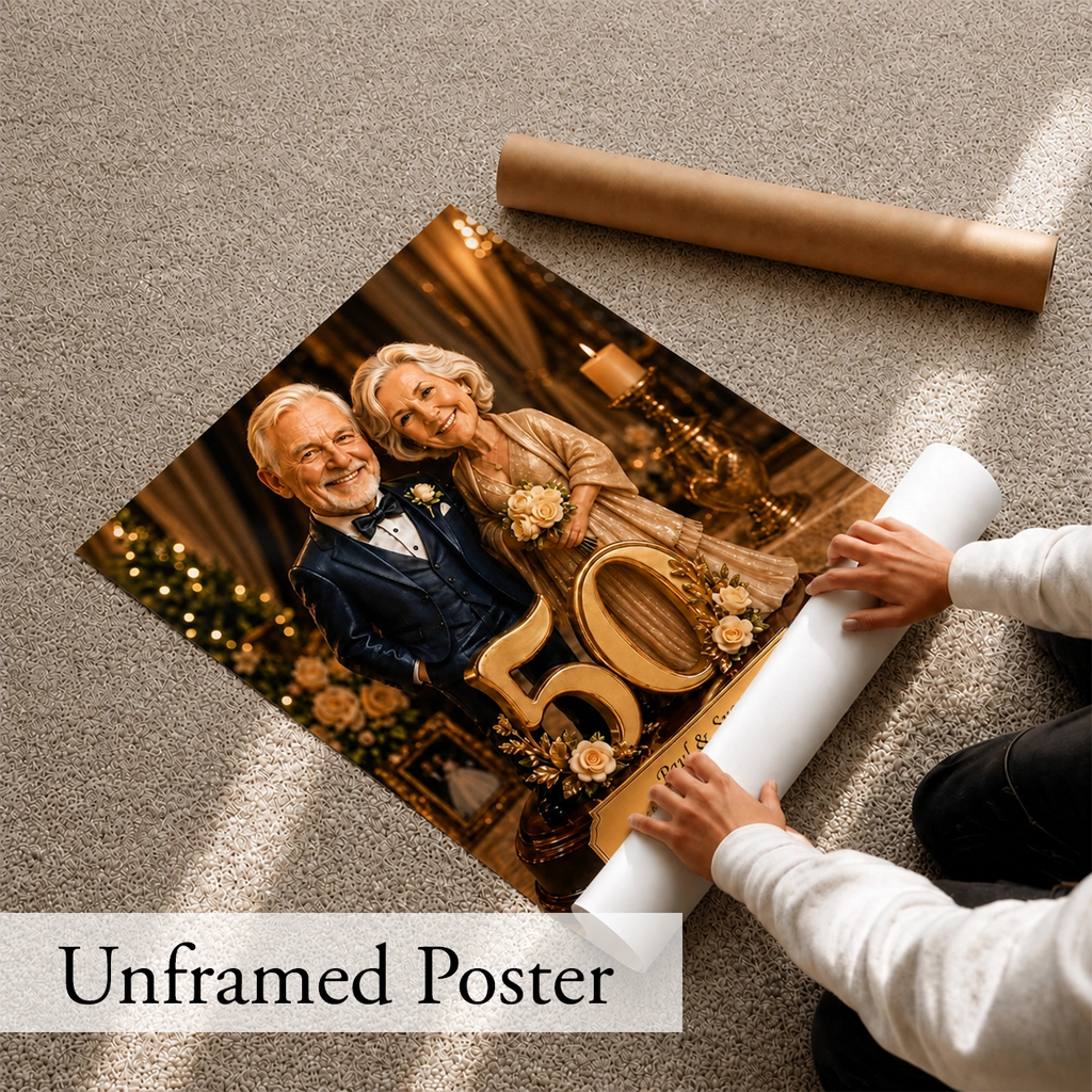 50th Wedding Anniversary Caricature from Photo - Personalized Gift