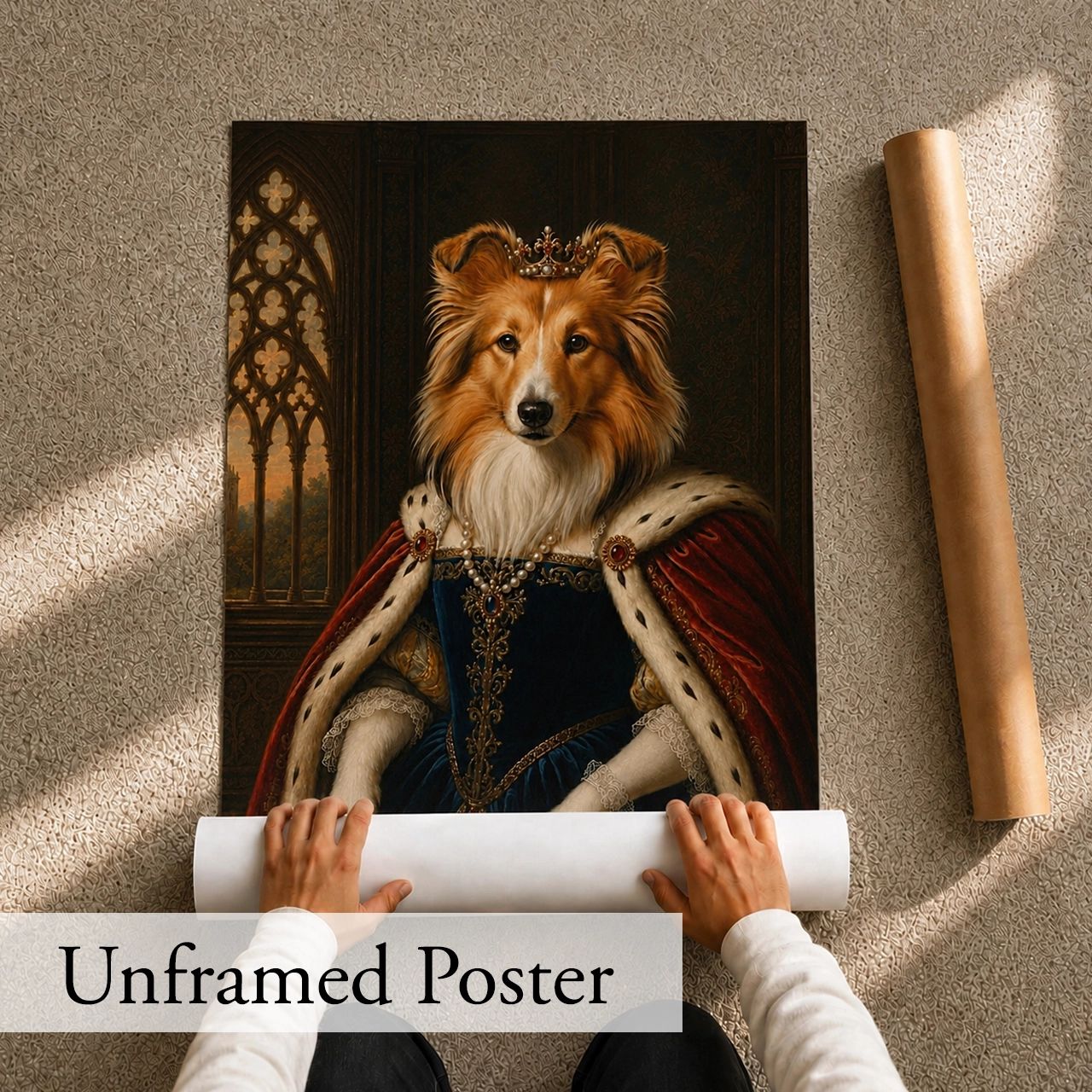 Customised Royal Dog Portrait from Photo - Charming Gift for Dog Lovers