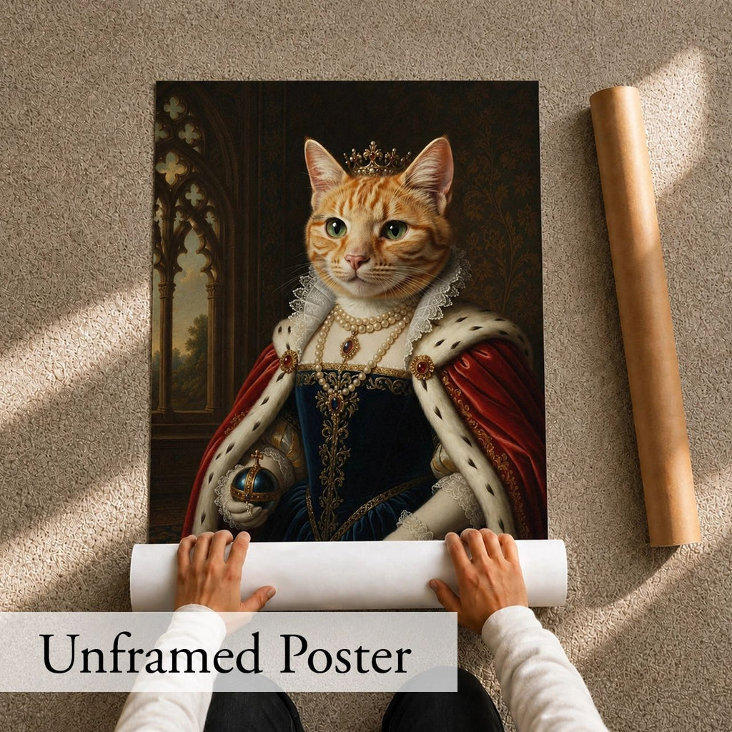 Royal Cat Portrait from Photo - Personalized Pet Gift
