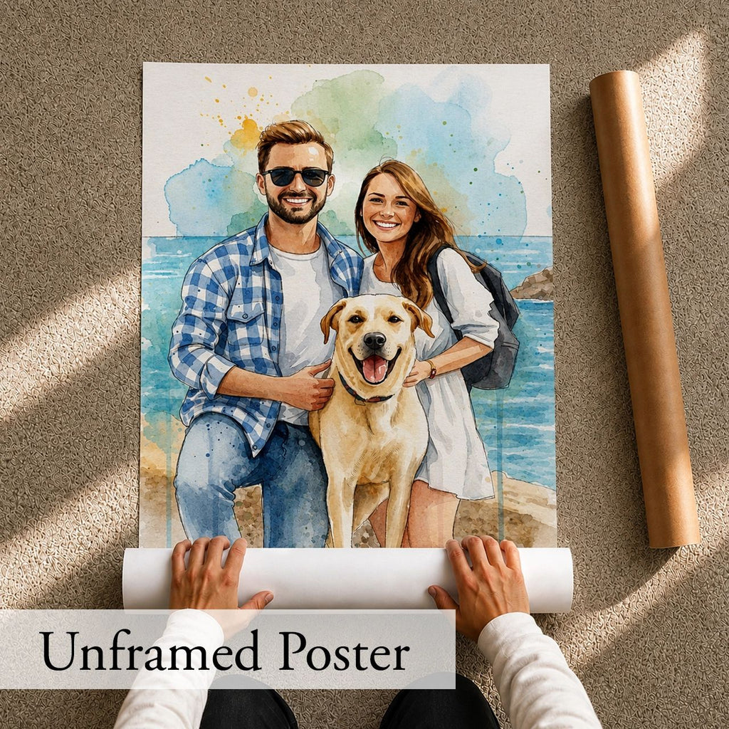 Personalized Watercolor Portrait from Photo - Custom Wall Art