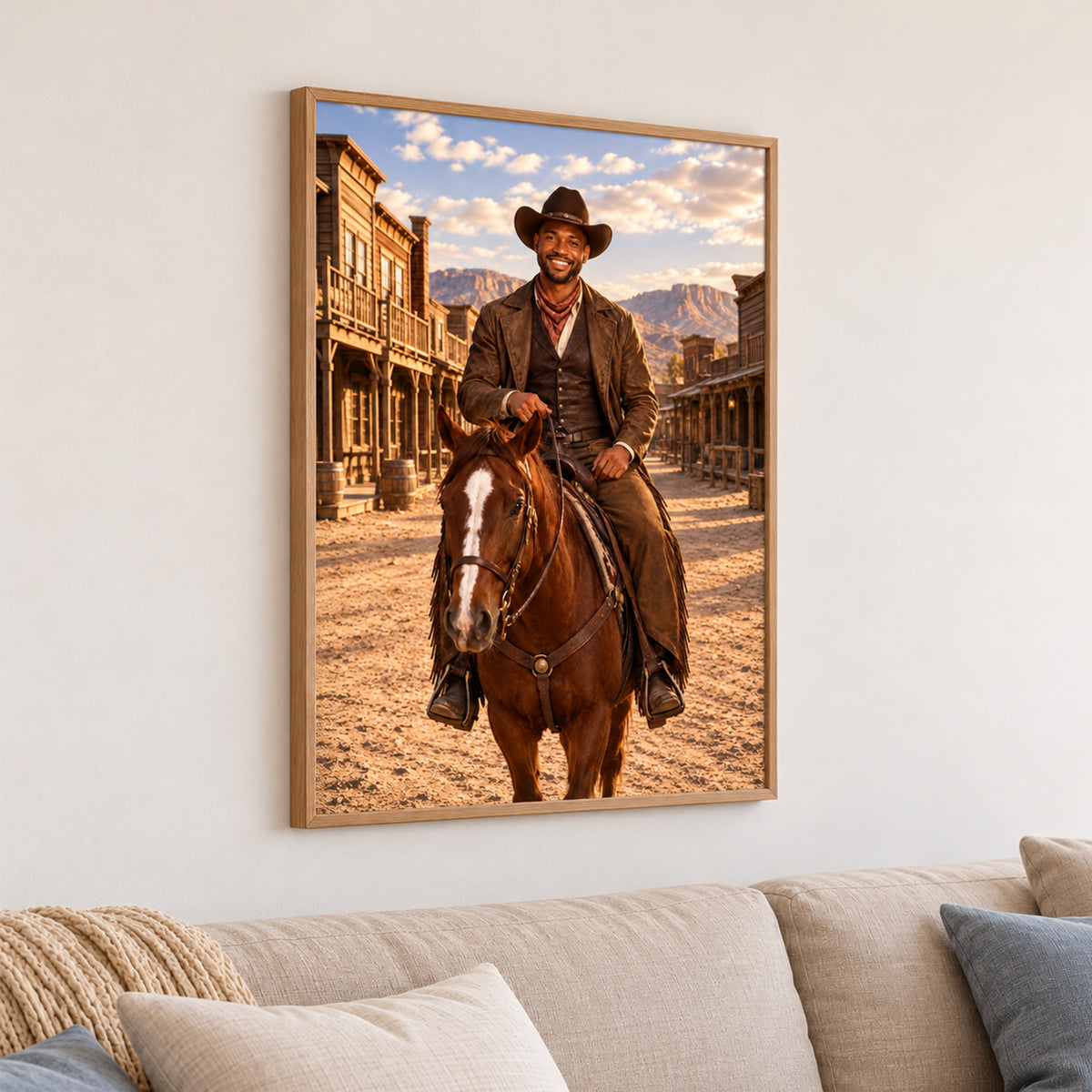 Custom Wild West Cowboy Portrait From Photo – Personalized Gift