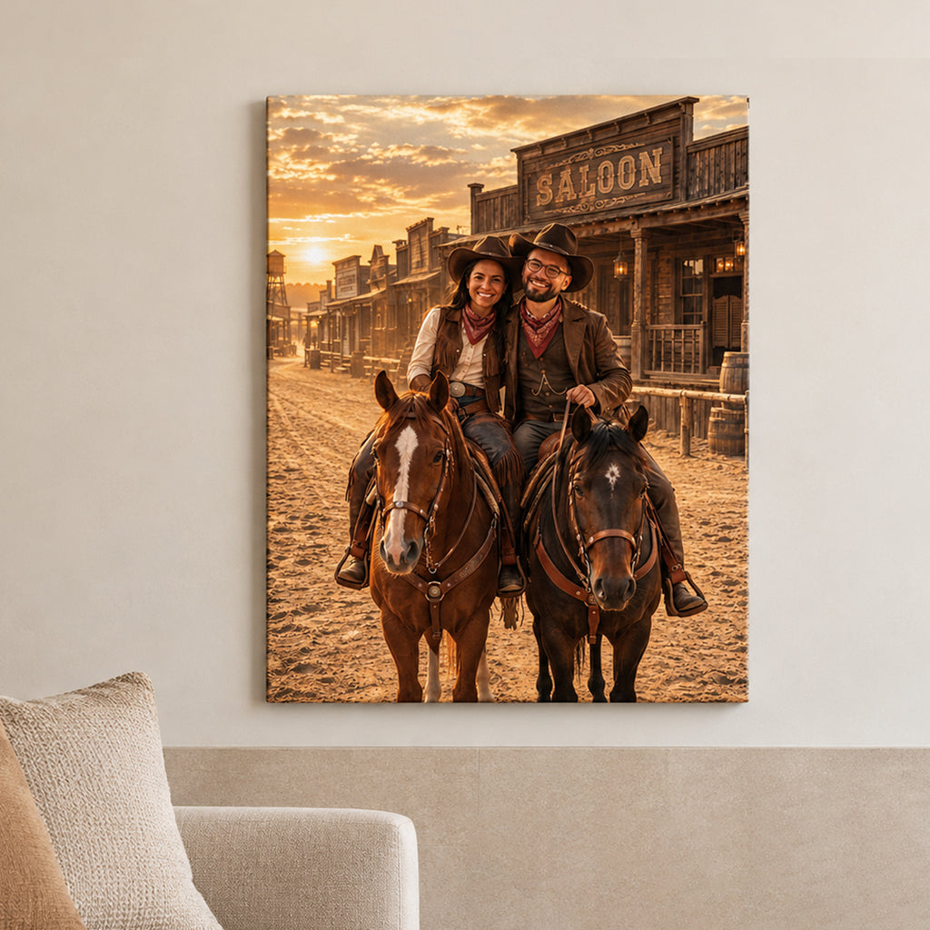 Custom Wild West Cowboy Portrait From Photo – Personalized Gift