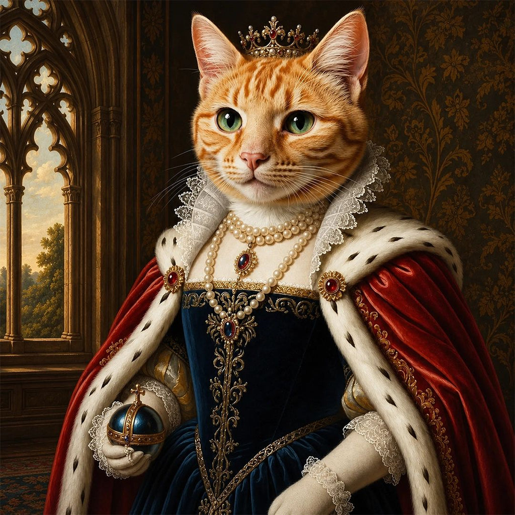 Royal Cat Portrait from Photo - Personalized Pet Gift