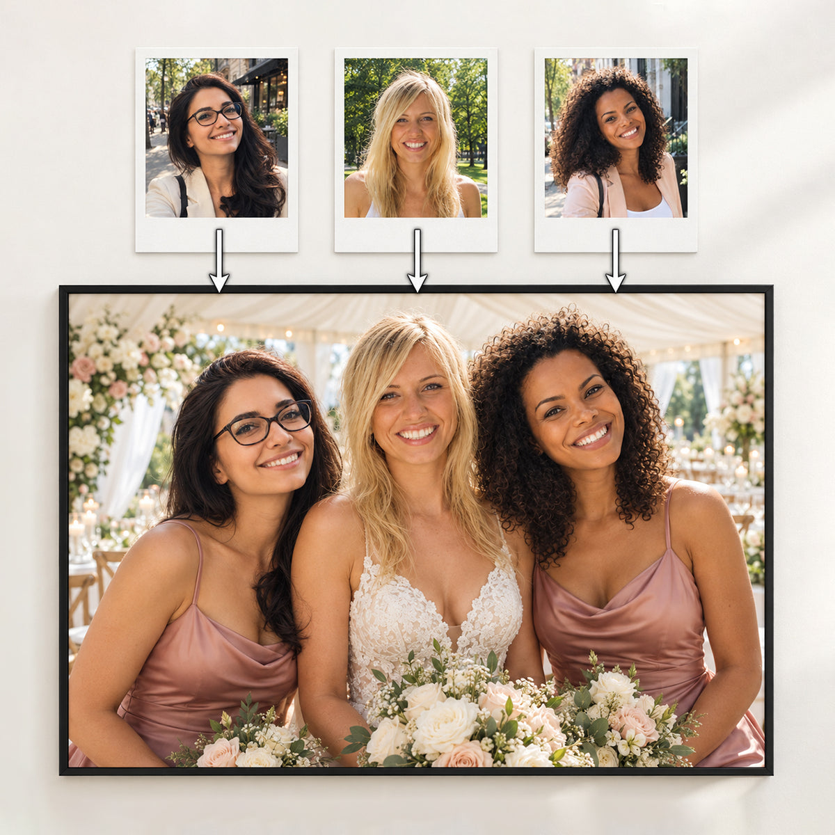 Bridesmaid Gift – Custom Bride & Bridesmaids Portrait from Photos