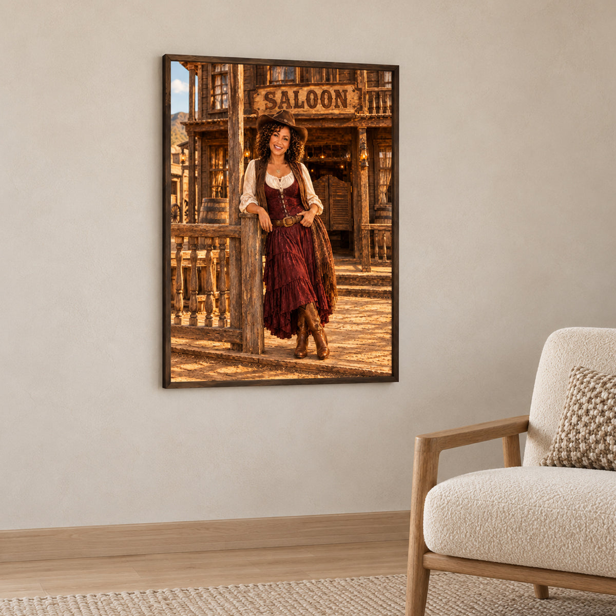 Custom Western Saloon Portrait From Photo