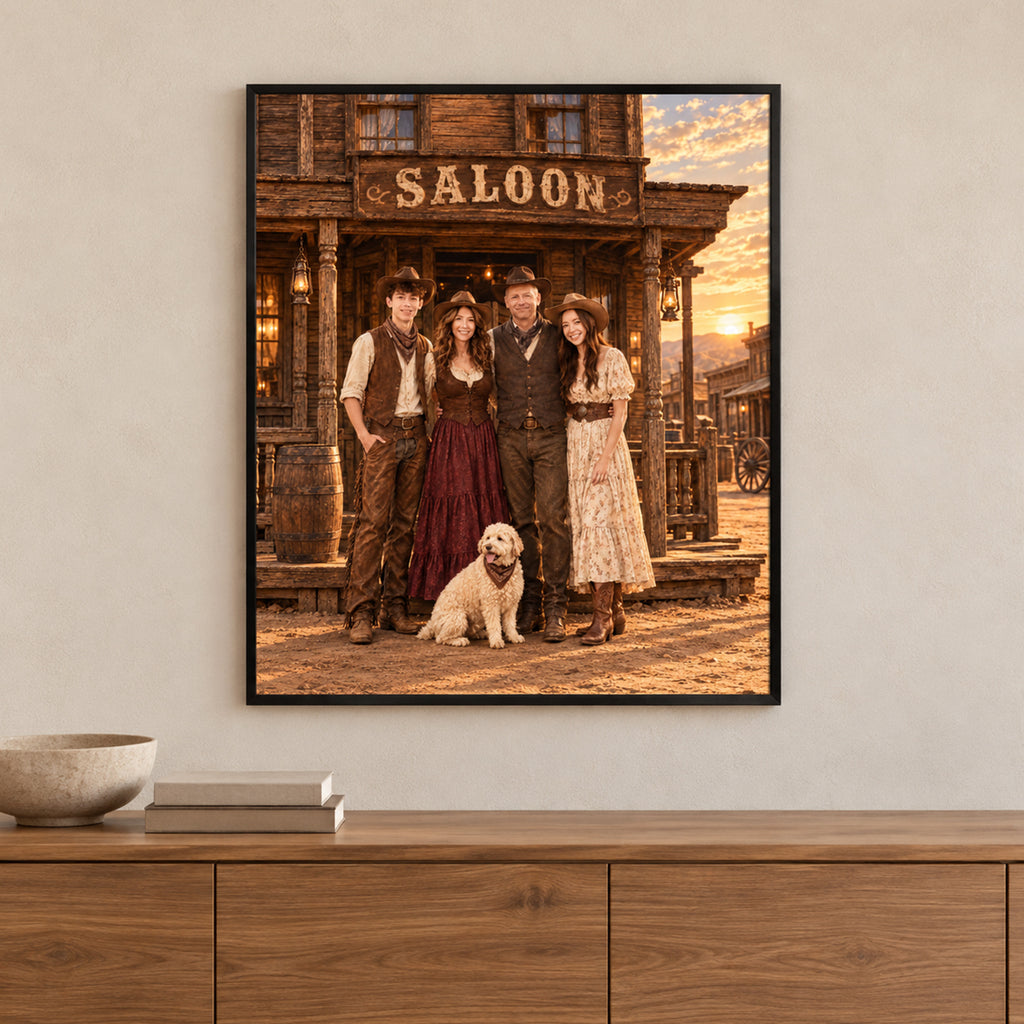 Custom Western Saloon Portrait From Photo
