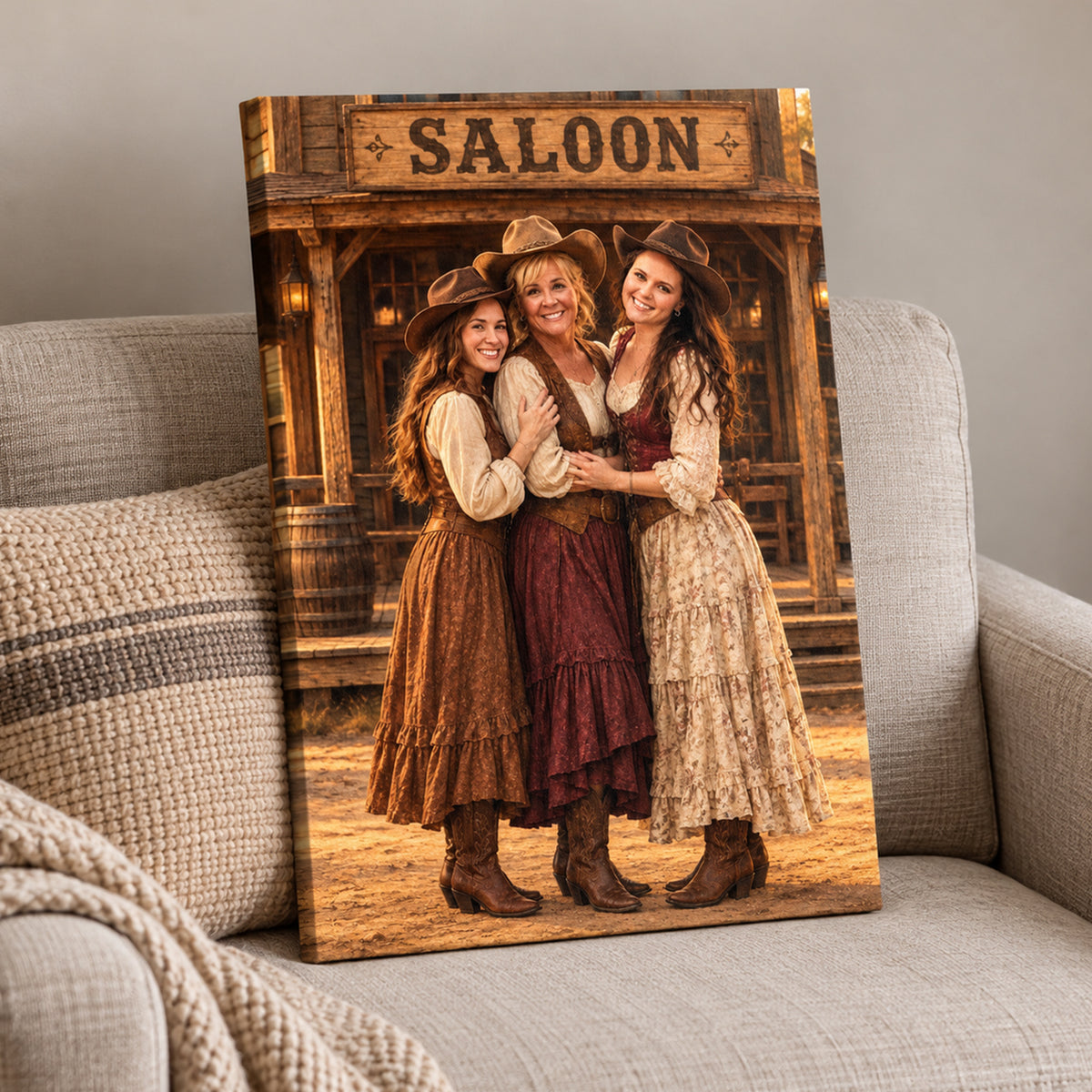 Custom Western Saloon Portrait From Photo