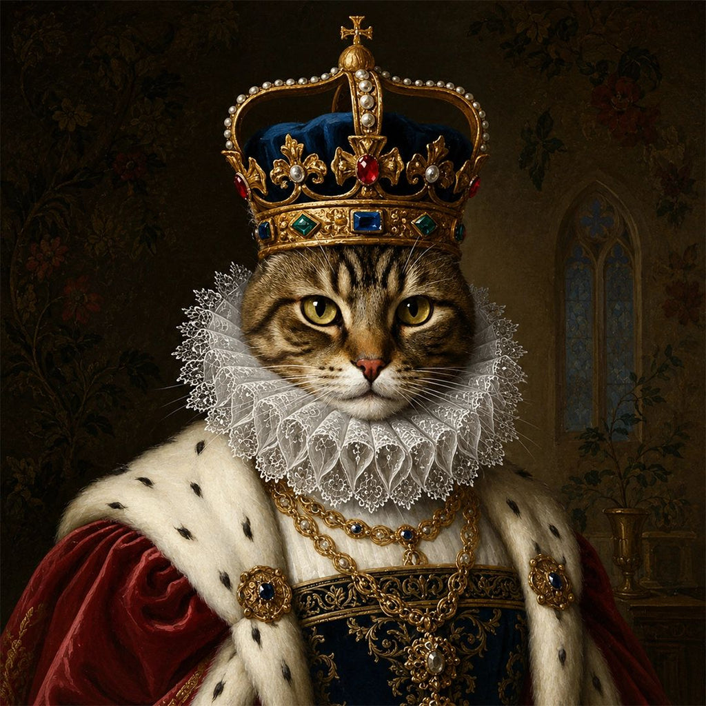 Royal Cat Portrait from Photo - Personalized Pet Gift
