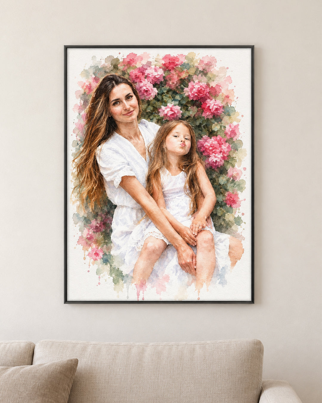 Custom Watercolor Portrait from Photo | Couple, Family & Pet | Wedding, Anniversary & Birthday Gift | Canvas or Poster