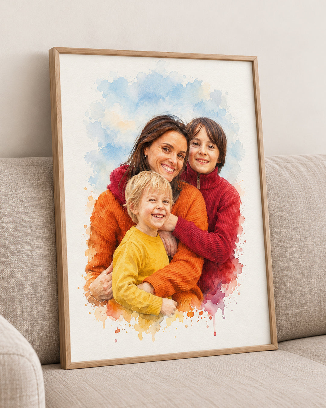 Custom Watercolor Portrait from Photo | Couple, Family & Pet | Wedding, Anniversary & Birthday Gift | Canvas or Poster