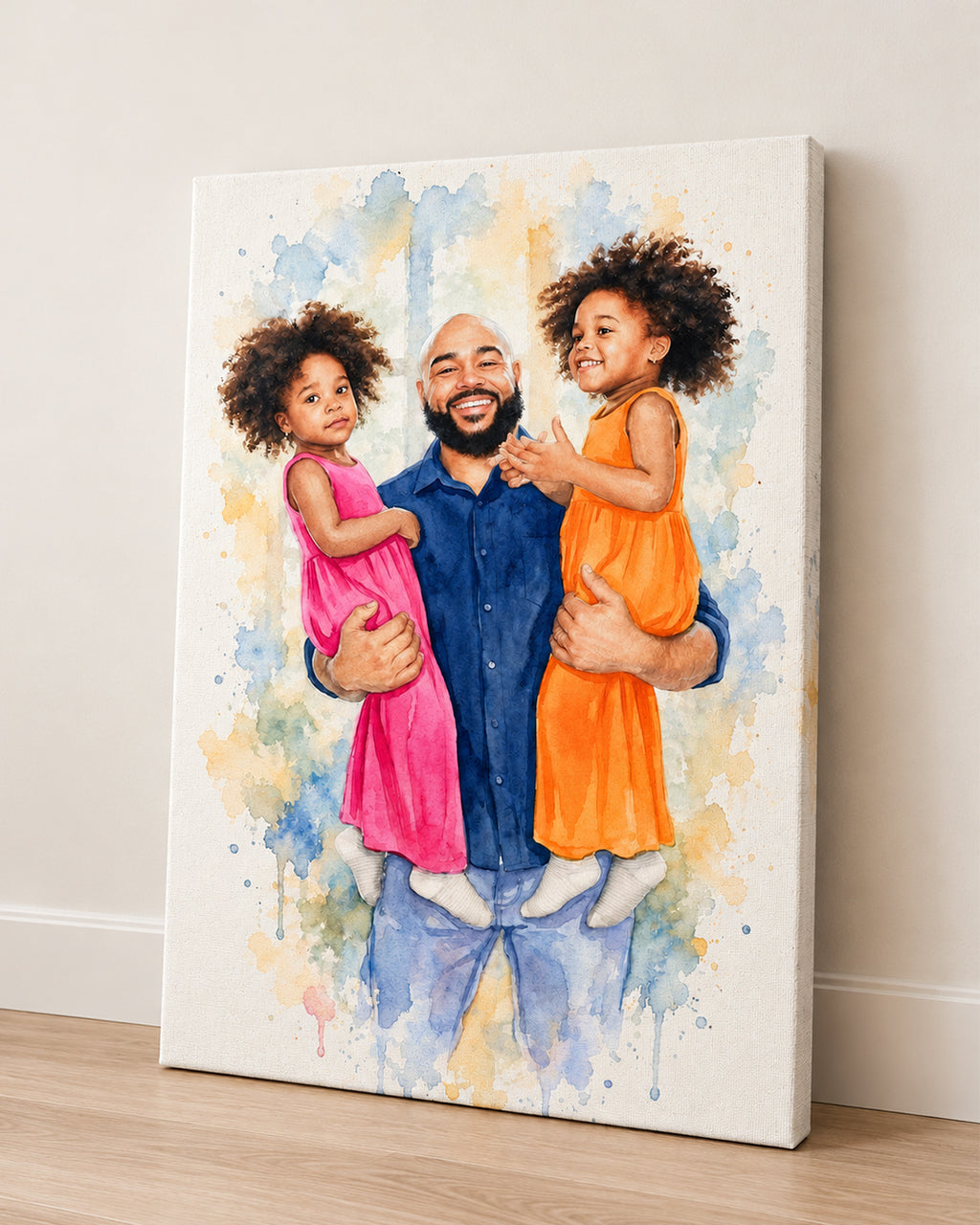 Custom Watercolor Portrait from Photo | Couple, Family & Pet | Wedding, Anniversary & Birthday Gift | Canvas or Poster