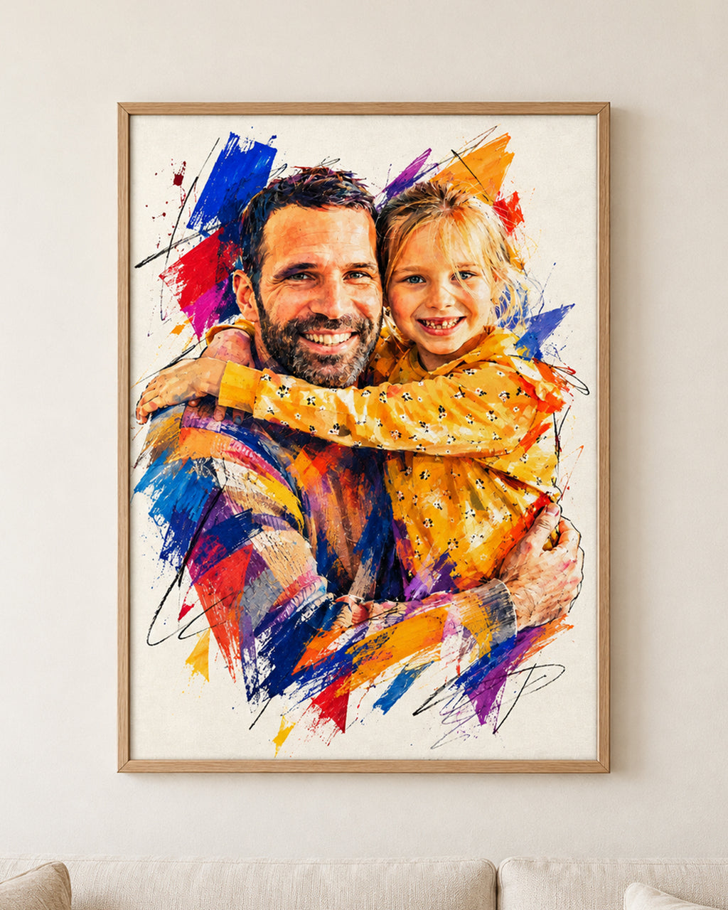 Custom Splash Watercolor Portrait from Photo | Personalized Family Gift | Canvas or Poster | Birthday & Home Decor