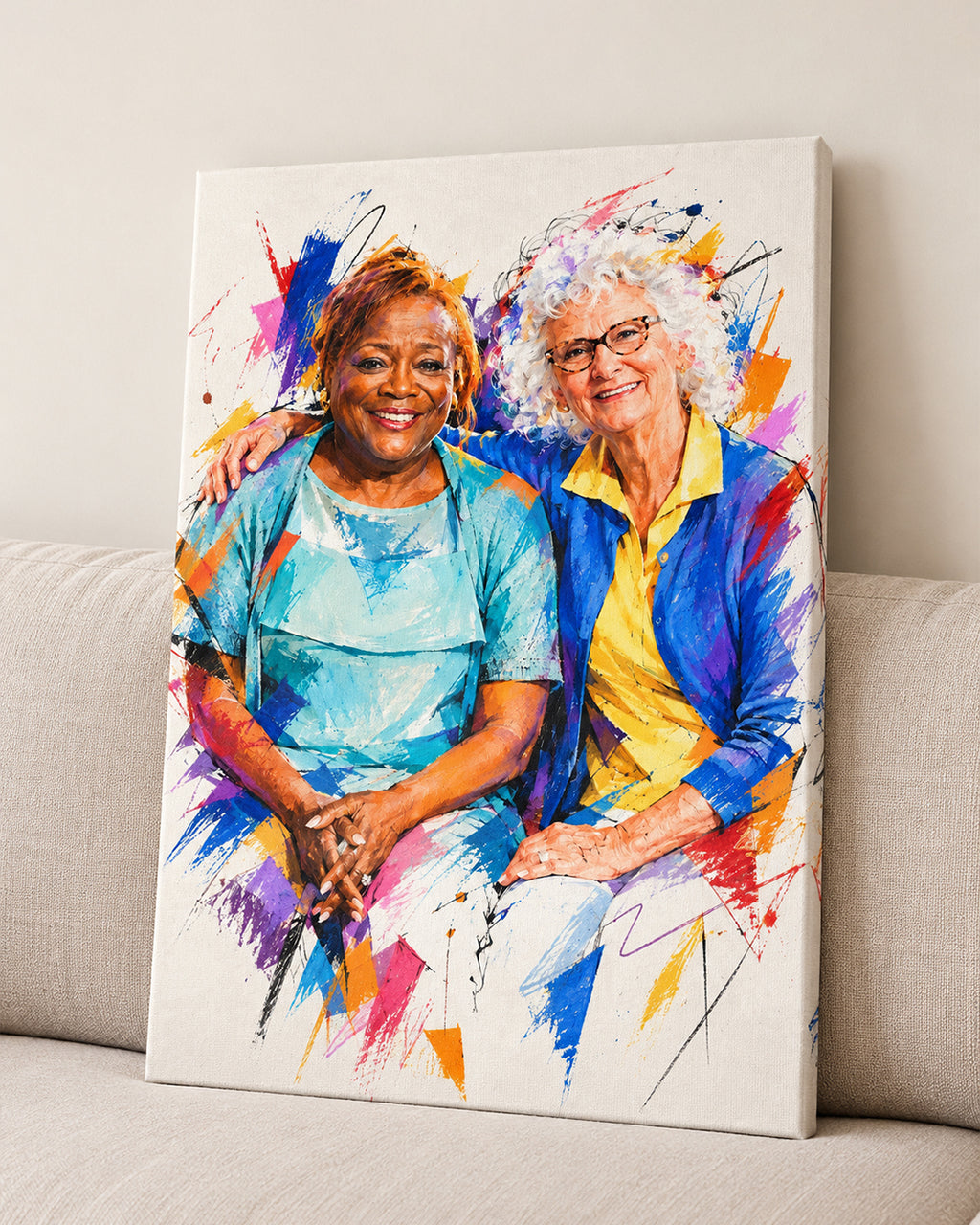 Custom Splash Watercolor Portrait from Photo | Personalized Family Gift | Canvas or Poster | Birthday & Home Decor