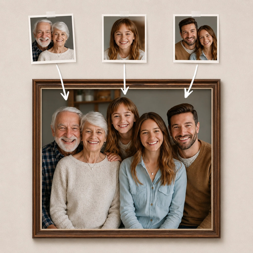 Custom Family portrait - Add a Loved One to a Photo. A Natural Way to Bring Everyone Together.