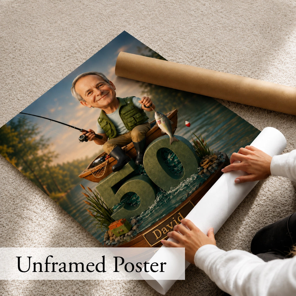 Fisherman Caricature from Photo - Personalized Gift for Him