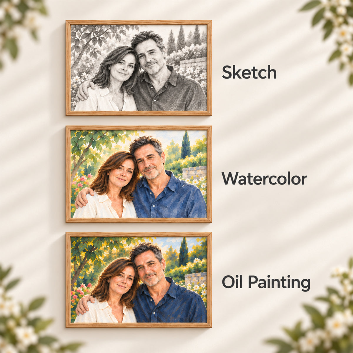 Custom Couple Portrait from Two Photos | Combine Separate Photos into One Portrait | Anniversary & Wedding Gift | Canvas or Poster