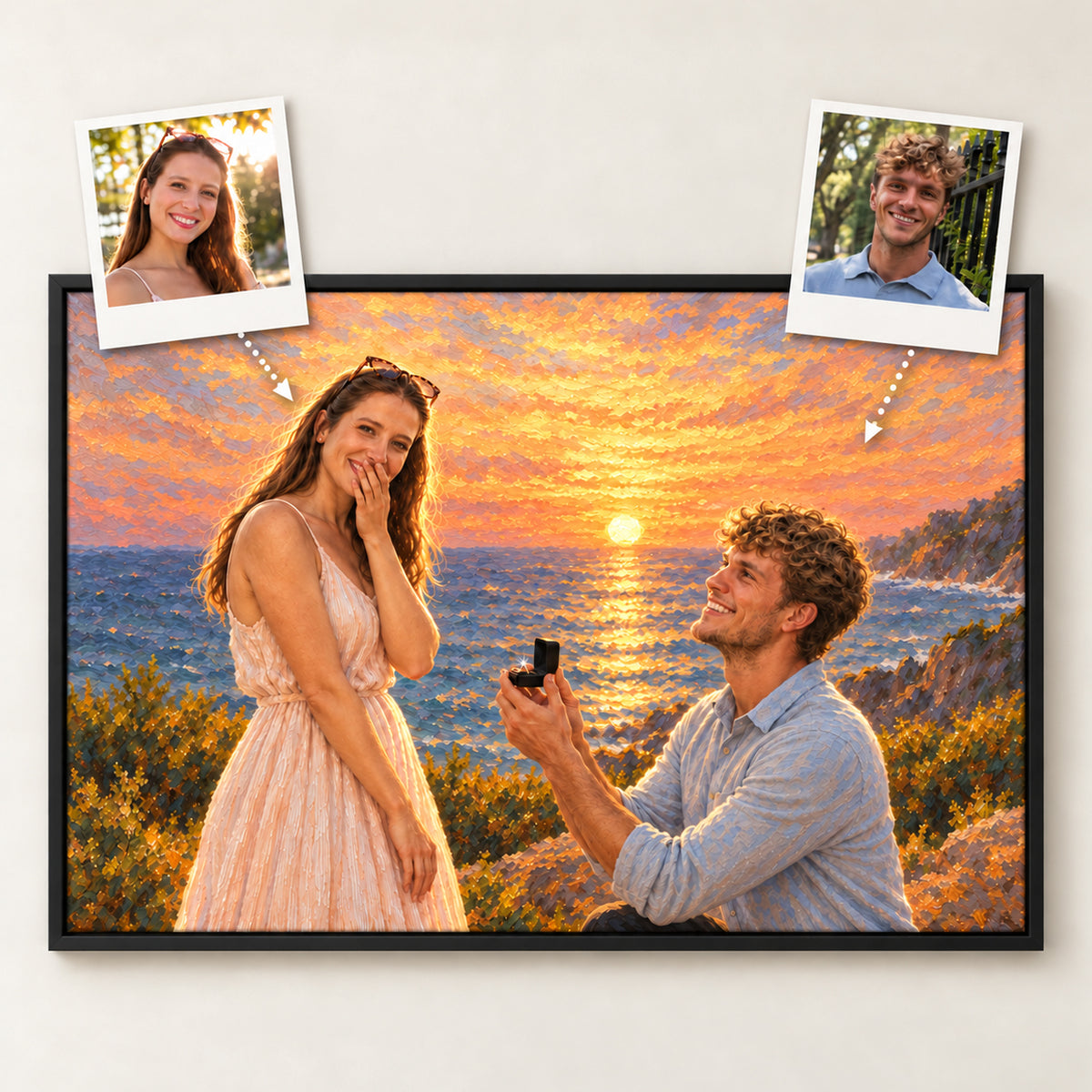 Custom Couple Portrait from Two Photos | Combine Separate Photos into One Portrait | Anniversary & Wedding Gift | Canvas or Poster