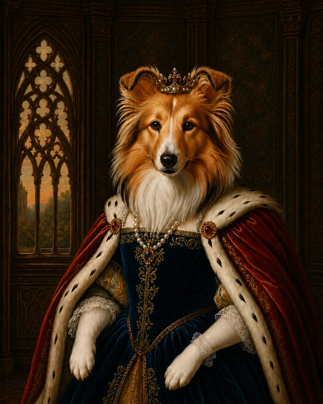 Customised Royal Dog Portrait from Photo - Charming Gift for Dog Lovers