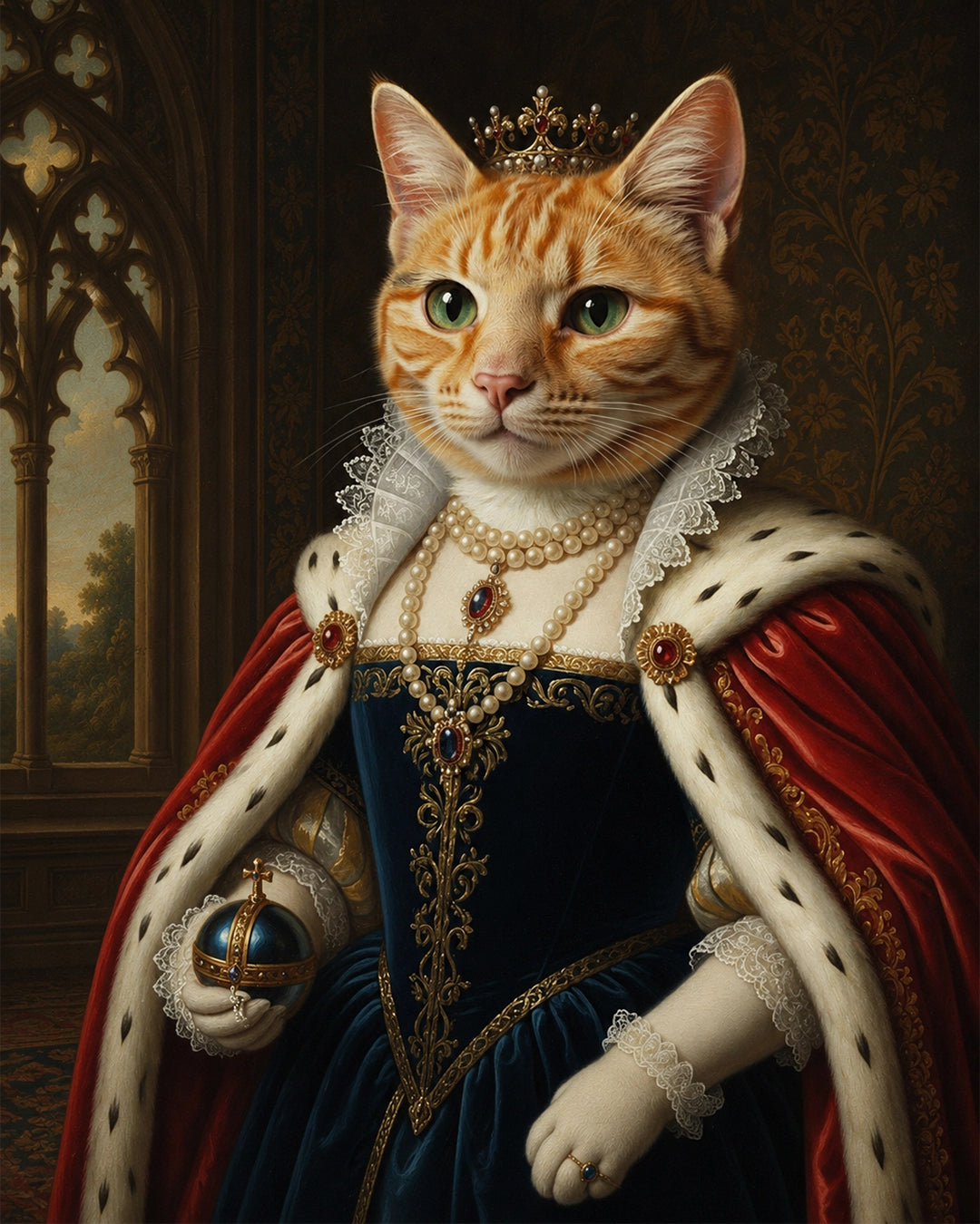 Royal Cat Portrait from Photo - Personalized Pet Gift